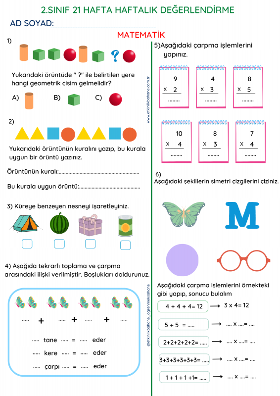 2.Sınıf Haftalık Değerlendirme - 21. Hafta