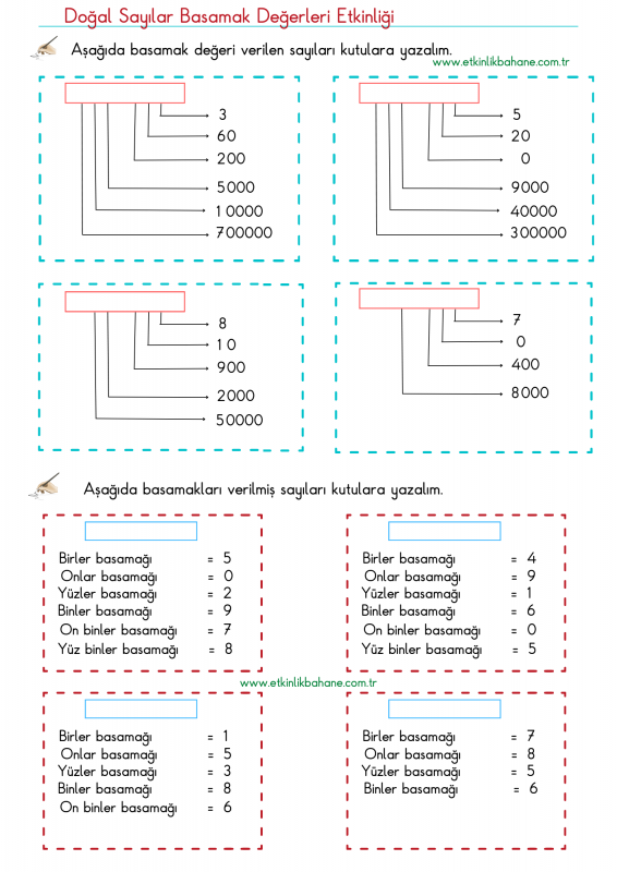 4.sınıf Basamak ve Sayı Değerleri Çalışması 1
