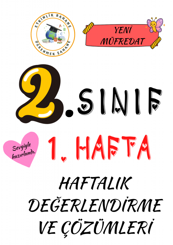 2. Sınıf 1.Hafta Haftalık Değerlendirme ve Çözümleri( Yeni Müfredat)